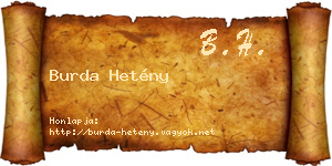 Burda Hetény névjegykártya